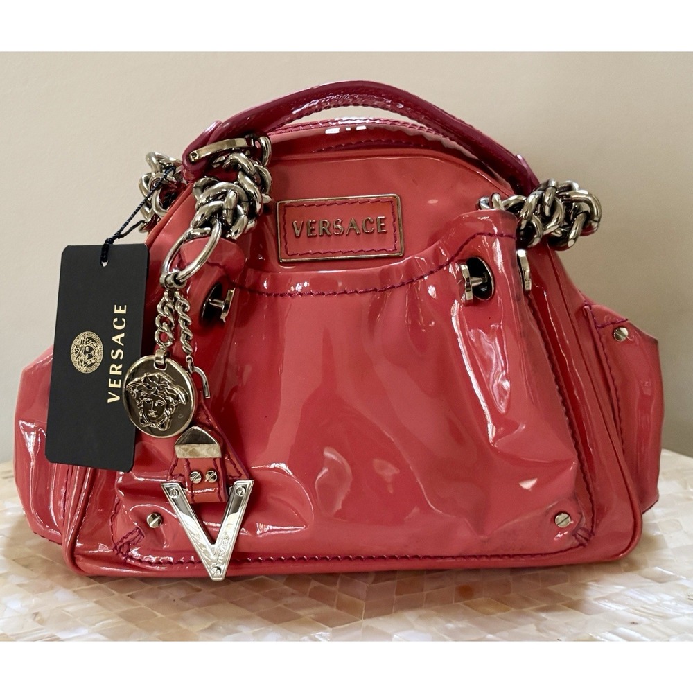 Authentic Vintage Versace Patent Leather Purse Pink With Tags